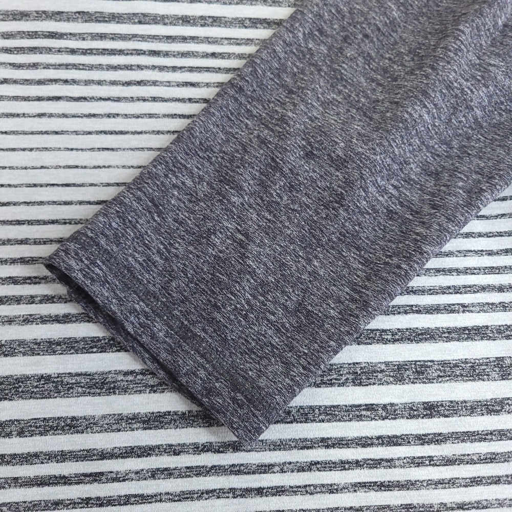 Lululemon Shirt Mens XL Gray White Striped Quarter Zip Raglan Sleeve Pullover - Picture 3 of 9